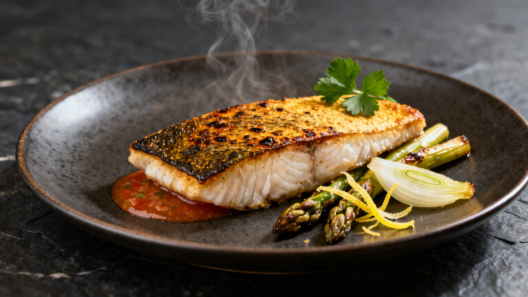 Recette black bass poêlé, peau croustillante et chair nacrée