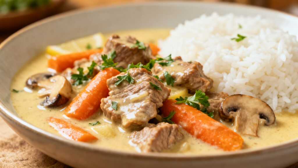 Blanquette de veau crémeuse aux herbes fraîches