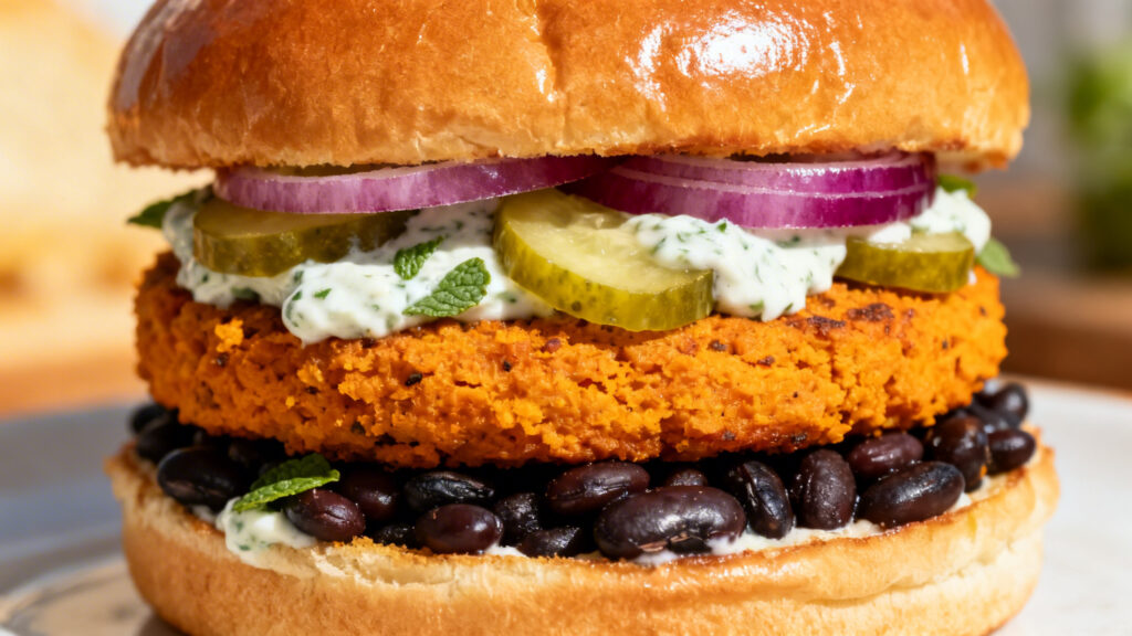 Burger veggie patate douce et haricots noirs