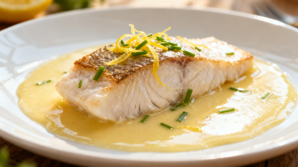 Cabillaud au beurre blanc citronné avec ciboulette fraîche