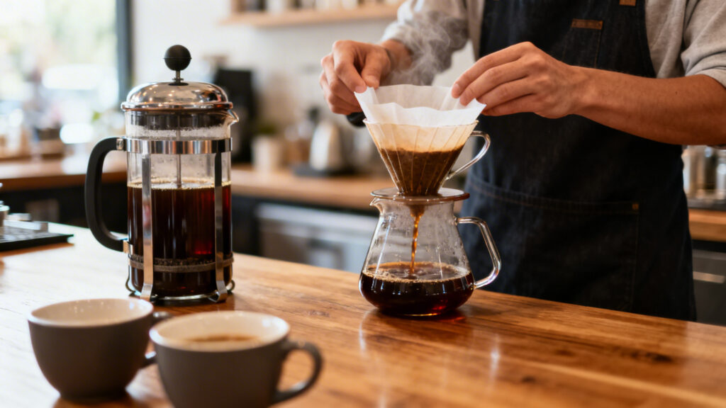 Café filtré et cafetière à piston pour gérer le cholestérol