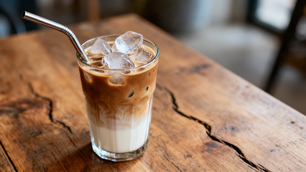 Café glacé au lait vanillé avec glaçons