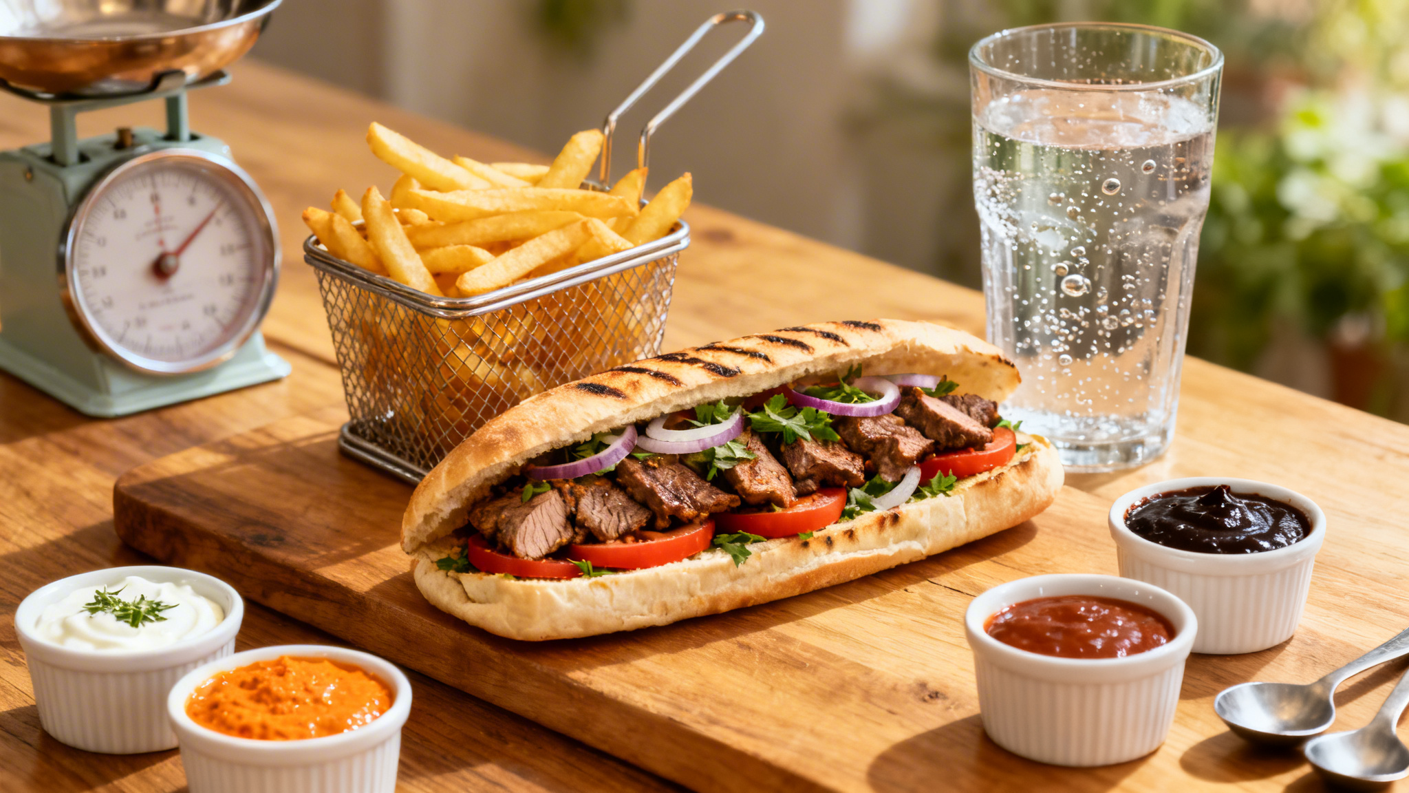 Kebab avec frites et sauces, repères calories kebab