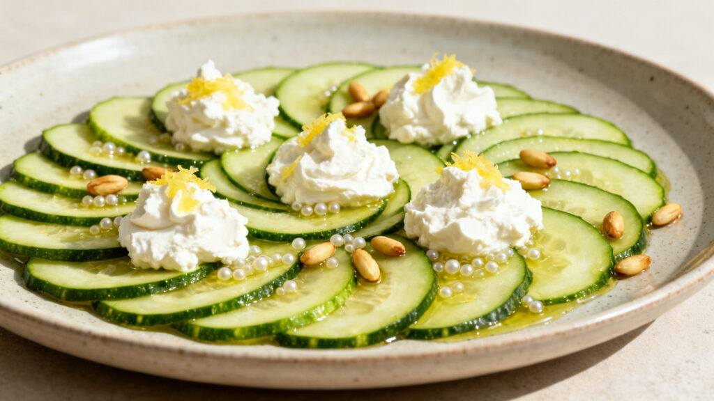 Entrée originale carpaccio de courgette citronné