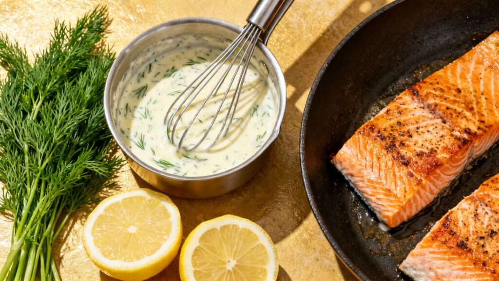 Crème citron aneth onctueuse pour saumon chaud ou froid