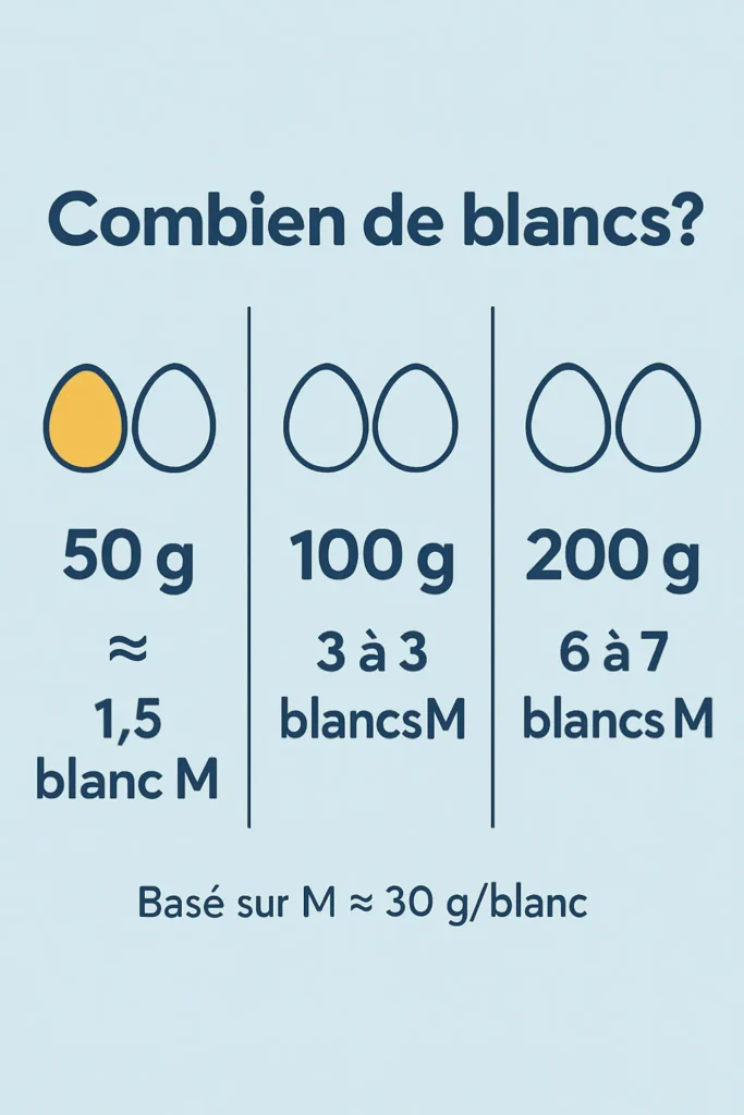 Combien de blancs pour 50 g, 100 g et 200 g
