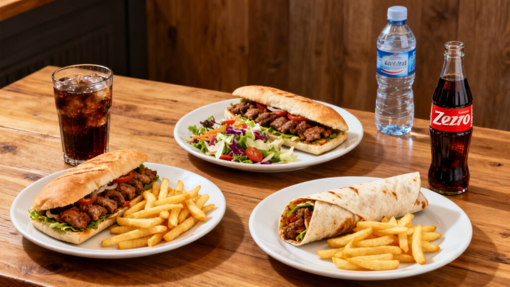 Menus kebab avec ou sans frites et boisson zéro