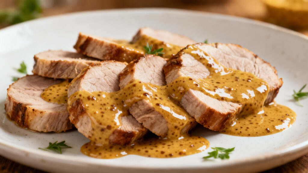 Filet mignon de porc sauce moutarde à l’ancienne crémeuse