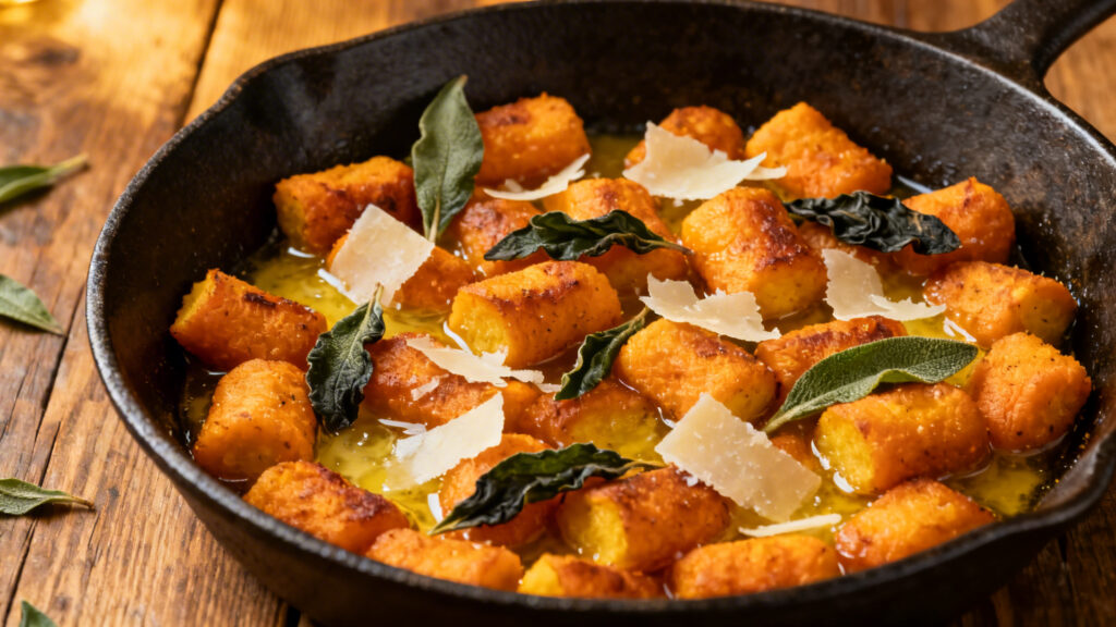Gnocchis de patate douce dorés à la sauge