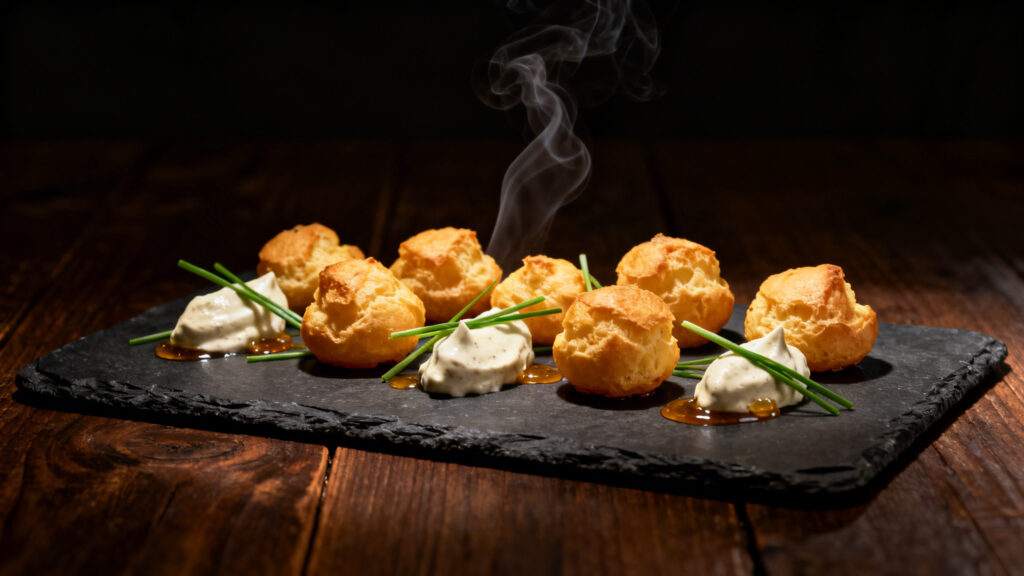 Gougères au comté en amuse-bouche gastronomique