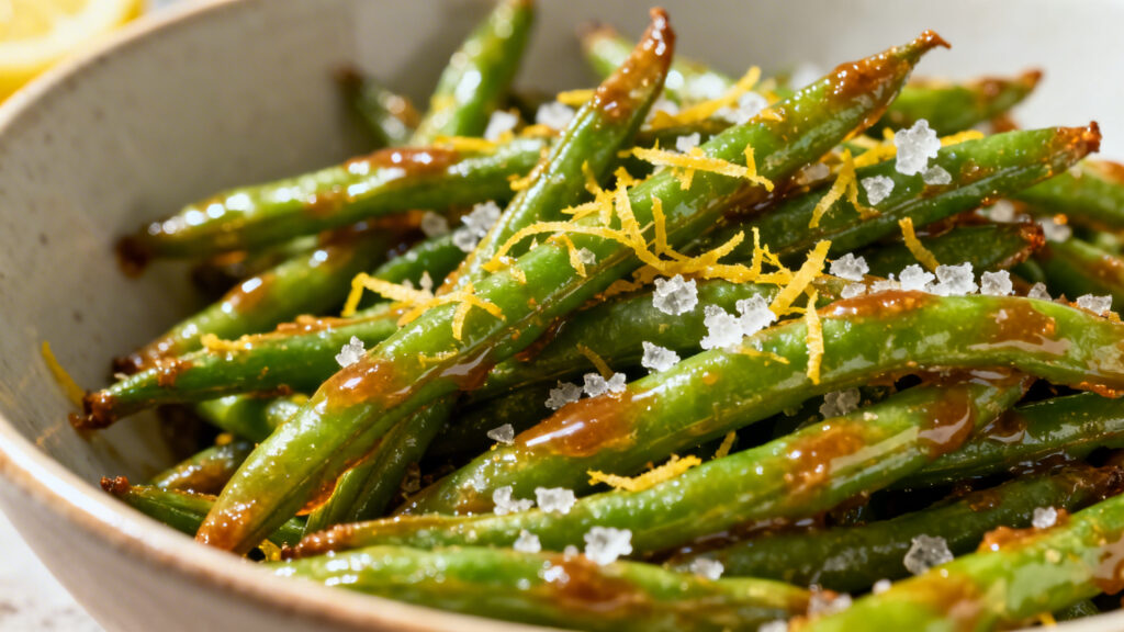 Haricots verts croquants au beurre noisette et citron