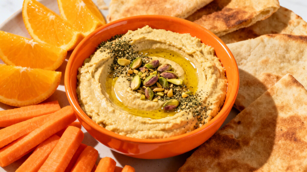 Apéro dînatoire original houmous carottes au cumin