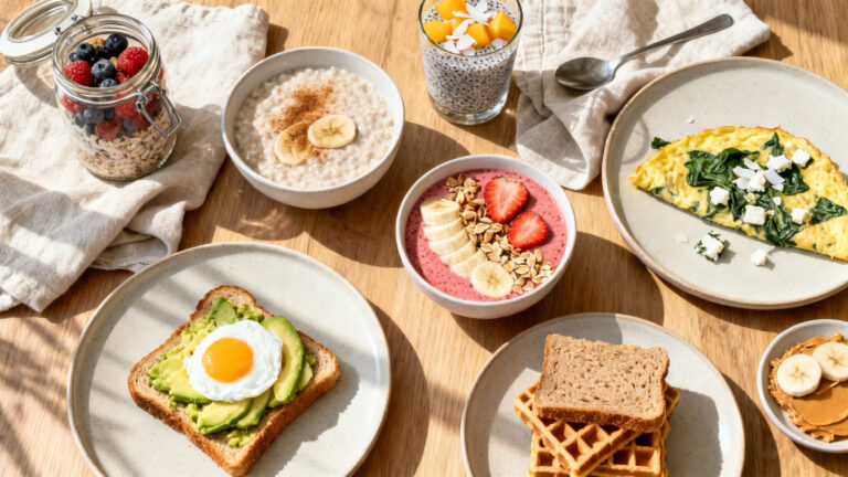 Table d’idées de petits déjeuners sains et variés