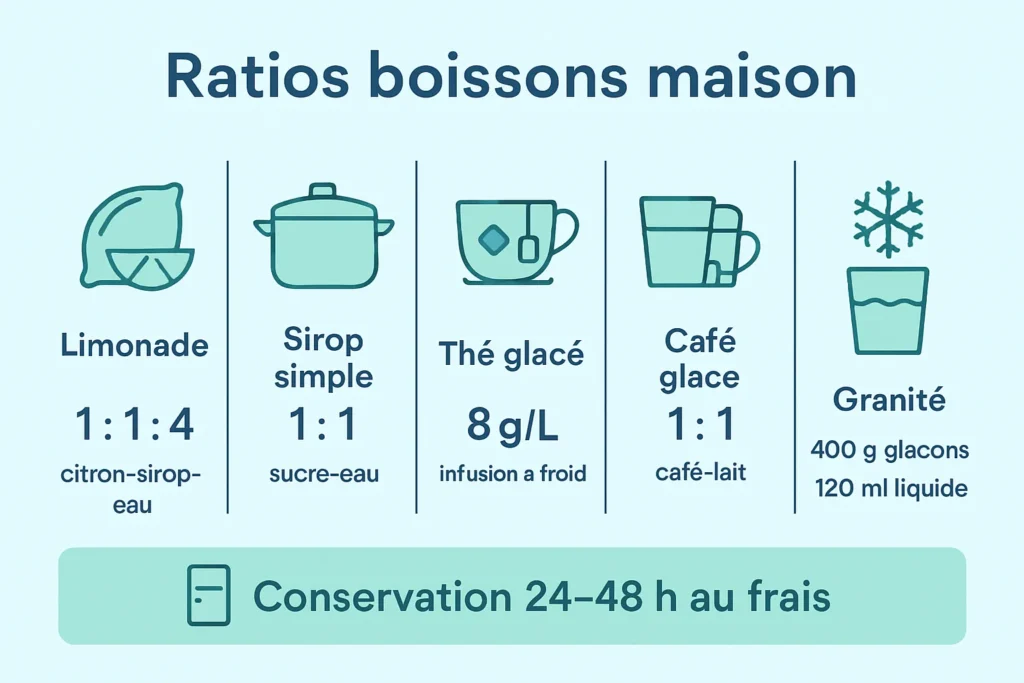 Schéma des ratios pour boissons maison d’été