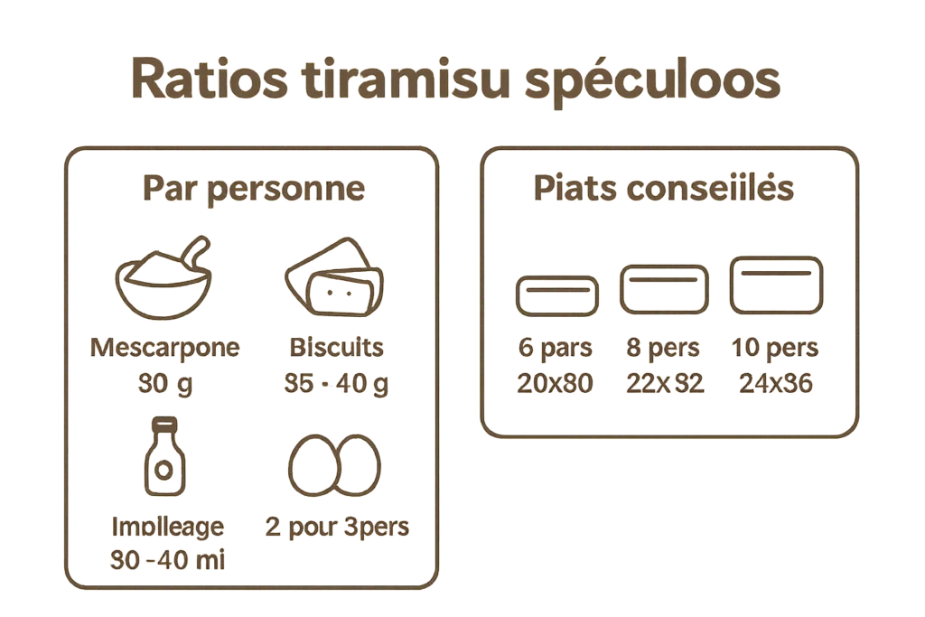 Ratios par personne et tailles de plats tiramisu spéculoos