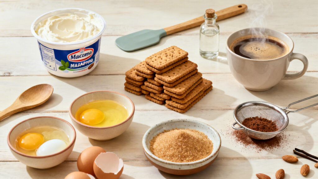 Mascarpone, œufs, sucre roux et spéculoos avec café tiède