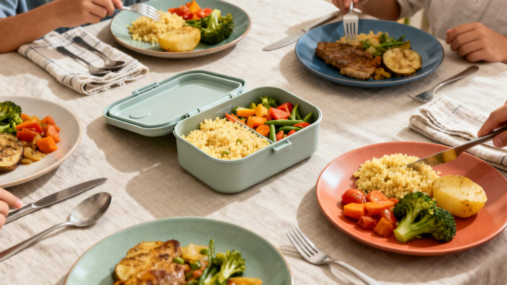 Menu de la semaine, assiettes simples et lunchbox