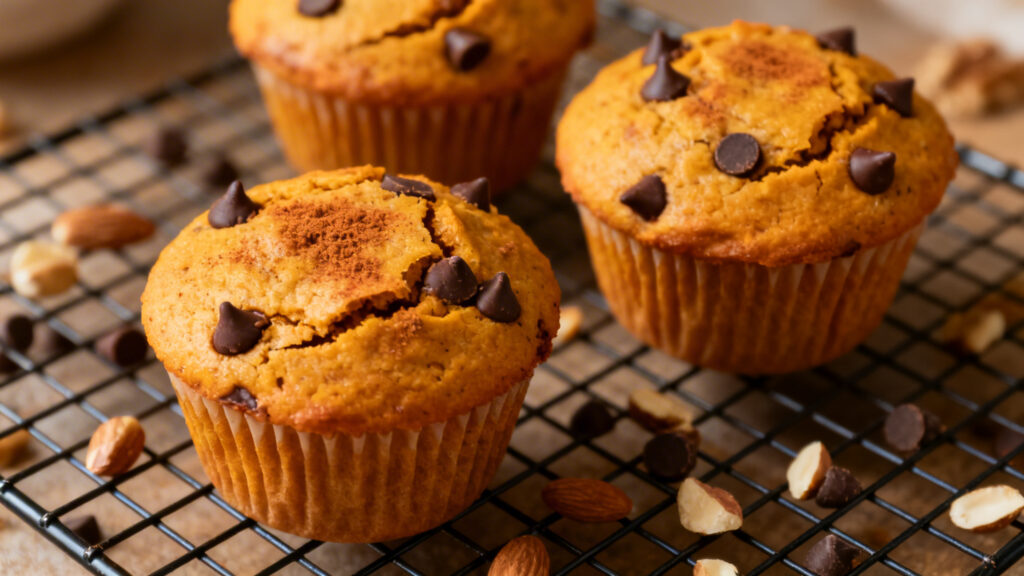 Muffins patate douce épicés aux pépites