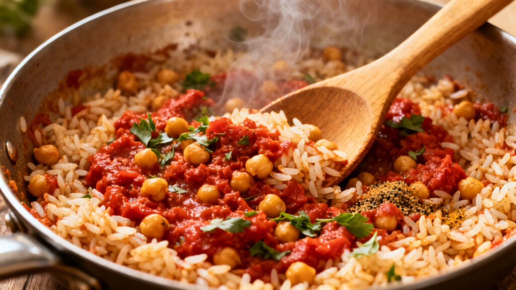 One pot rice tomates et pois chiches parfumé