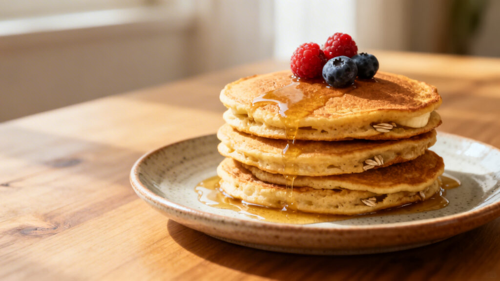 Pancakes healthy à l’avoine, fibres et moelleux