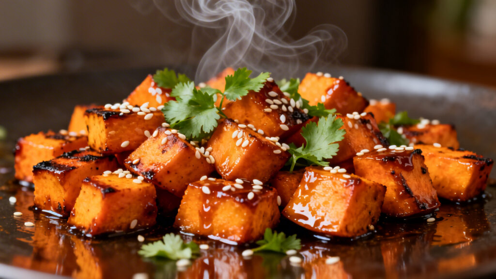 Patates douces au barbecue laquées au sésame
