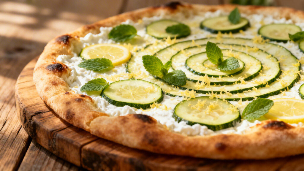 Plat à partager pizza blanche ricotta citron