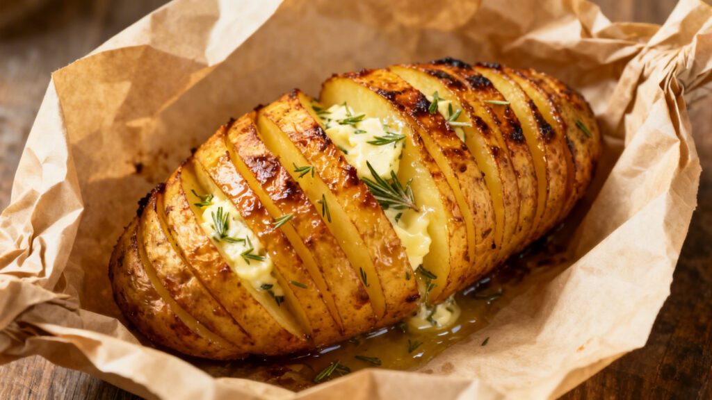 Pommes de terre Hasselback sur la grille barbecue