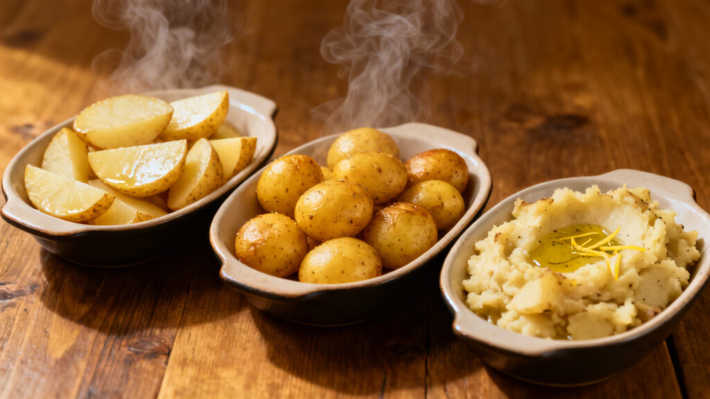 Pommes de terre pour pierrade vapeur, grenaille, écrasée