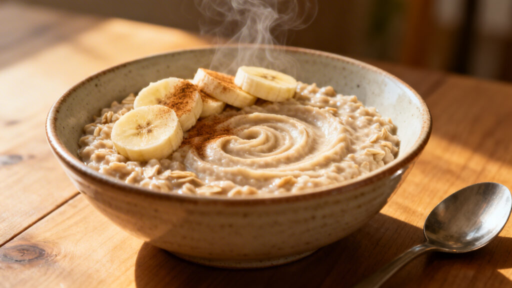 Porridge crémeux banane-cannelle, IG bas et satiété