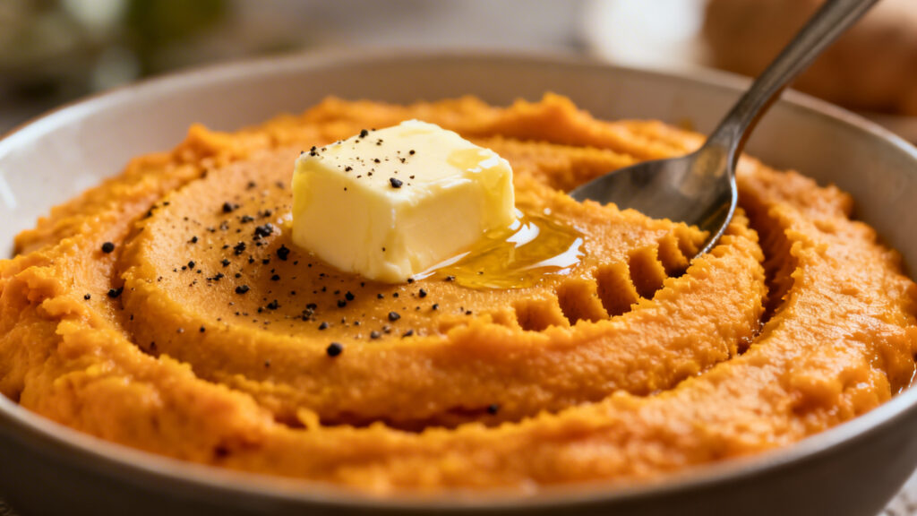 Purée de patate douce onctueuse et brillante