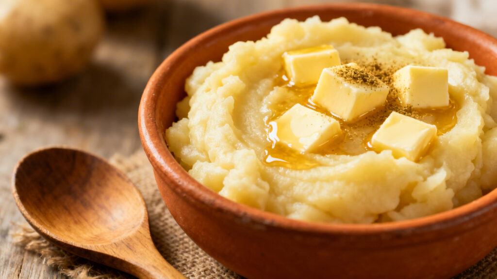 Purée de pommes de terre onctueuse parfumée à la muscade
