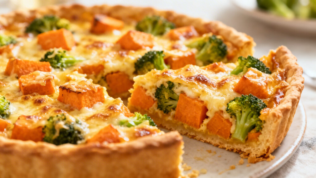 Quiche patate douce et brocoli gratinée