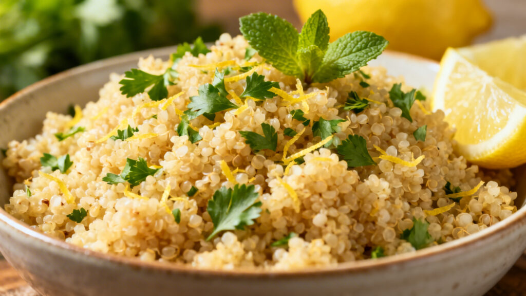 Quinoa citron et herbes, accompagnement léger barbecue