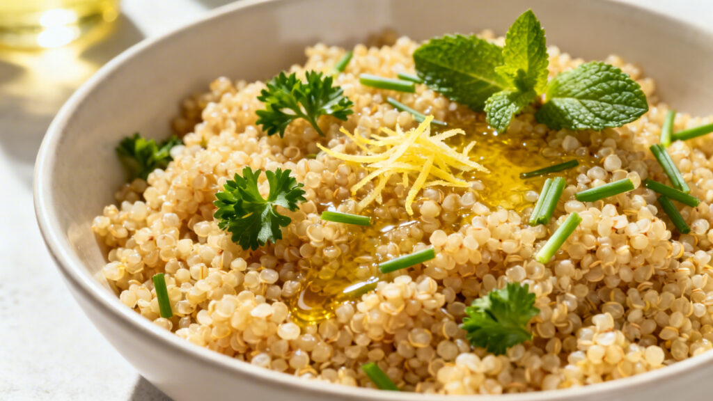 Quinoa aux herbes fraîches et citron, grains détachés