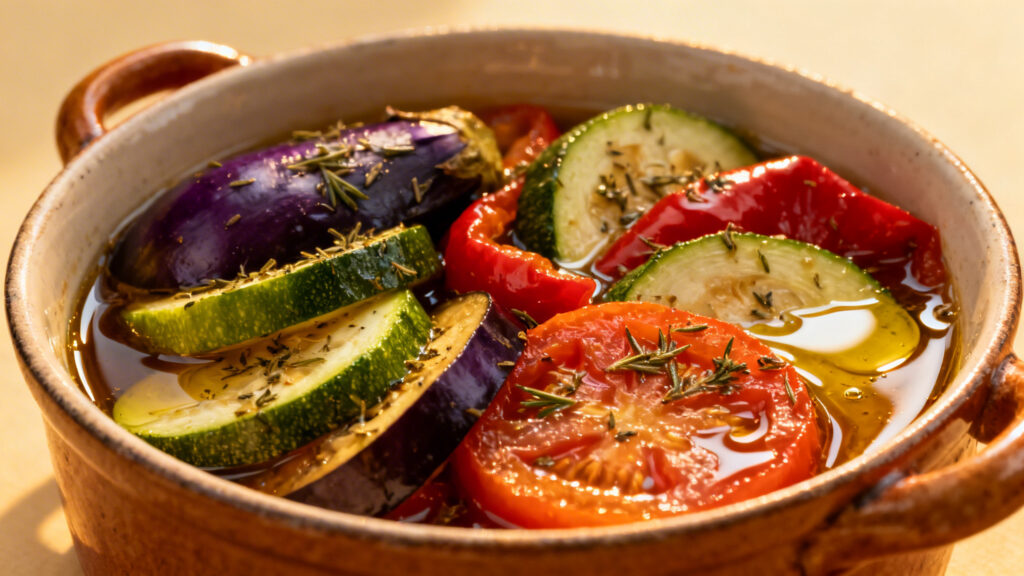 Ratatouille confite aux herbes de Provence et huile d’olive