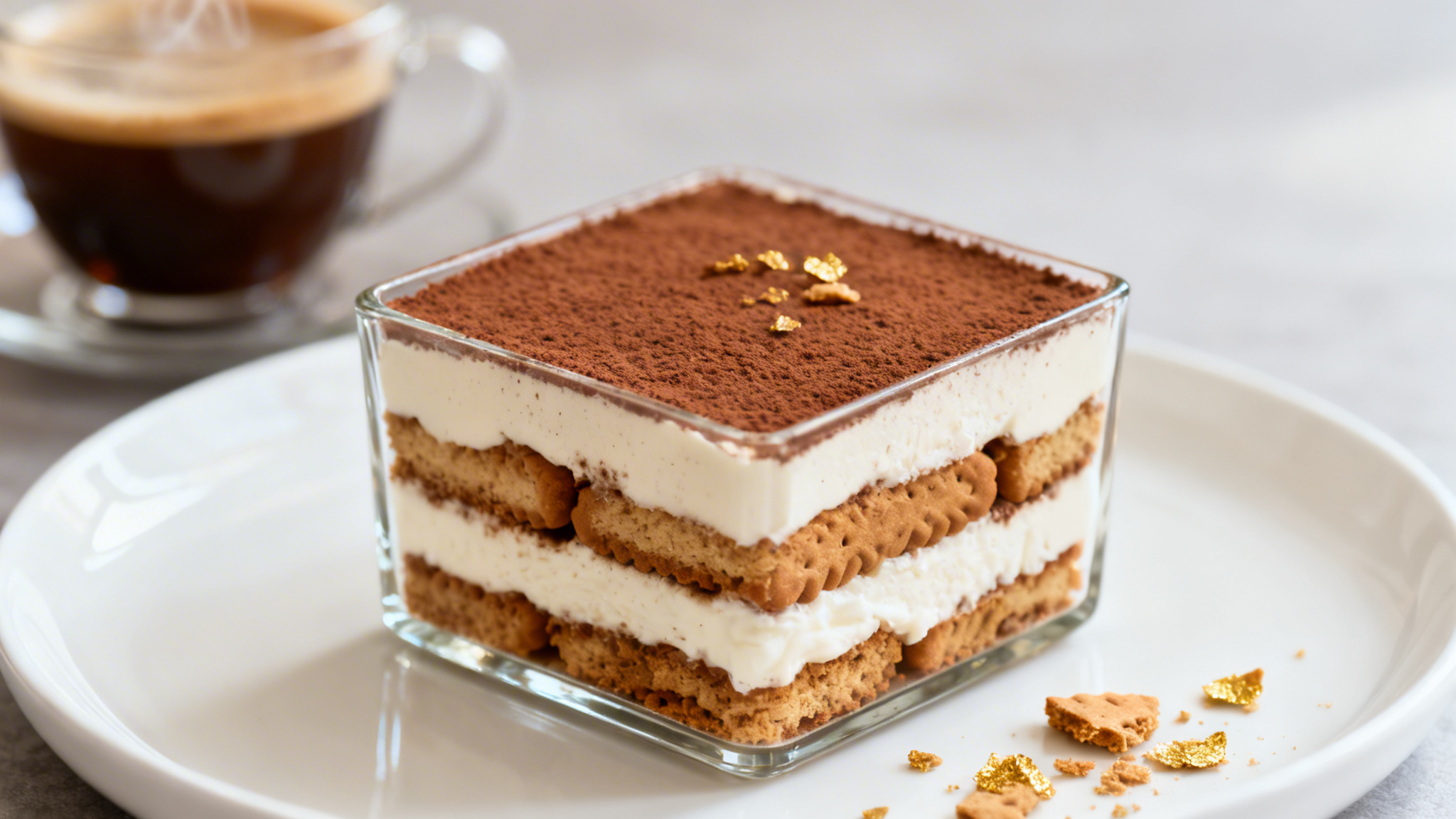 Recette de tiramisu aux spéculoos, coupe nette au cacao