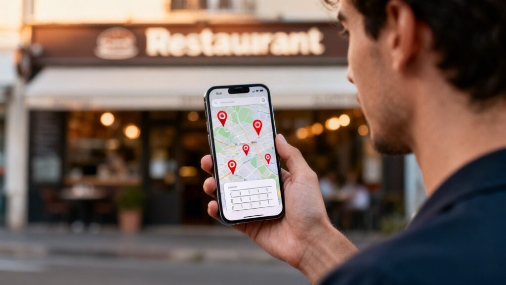 Carte anonyme avec marqueurs et choix d’un créneau disponible