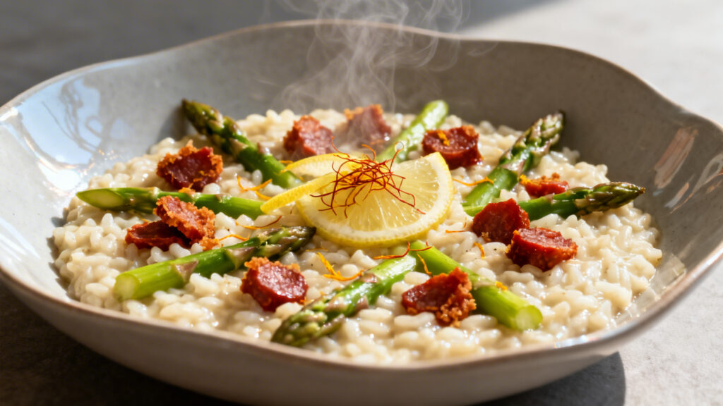 Plat original pour recevoir risotto citron safran