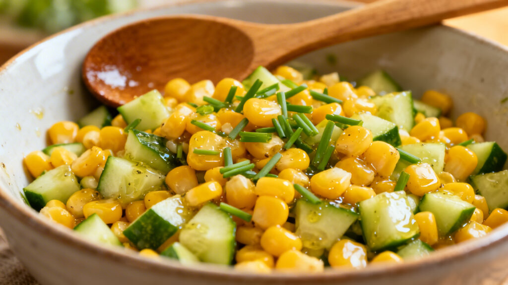 Salade maïs doux concombre, accompagnement rapide