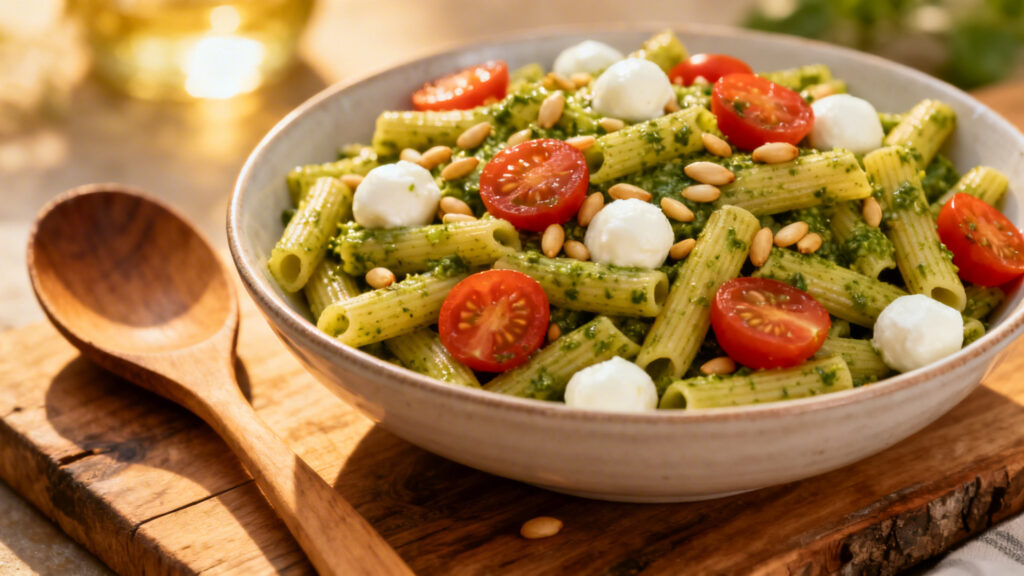 Salade de pâtes été au pesto et tomates cerises
