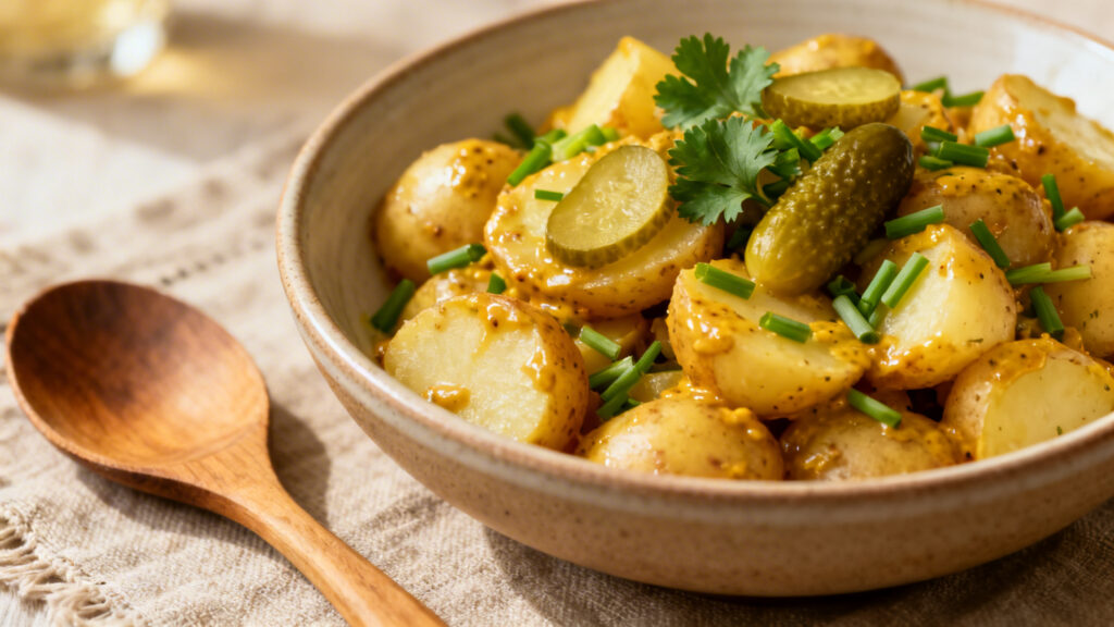 Salade de pommes de terre à la moutarde et herbes fraîches