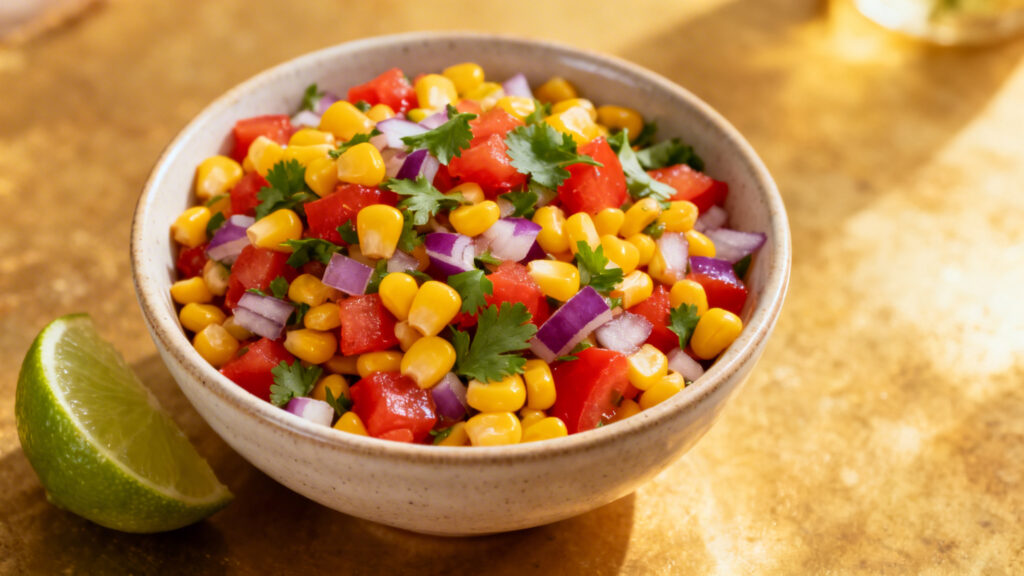 Salsa maïs tomate coriandre pour viandes fumées