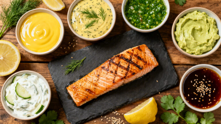 Assortiment de sauces pour saumon, chaudes et froides