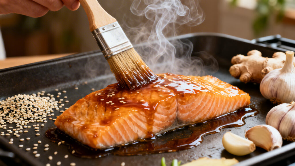 Saumon glacé à la sauce soja miel et gingembre