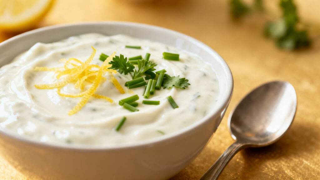 Sauce yaourt citron et herbes pour brochettes