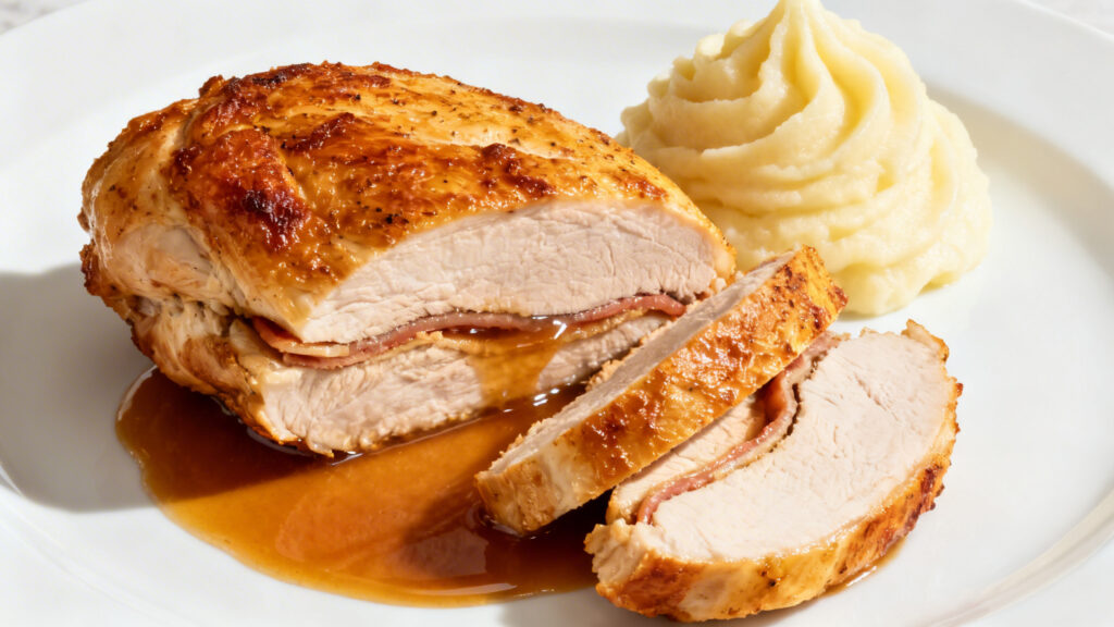 Suprême de volaille jus court et purée onctueuse