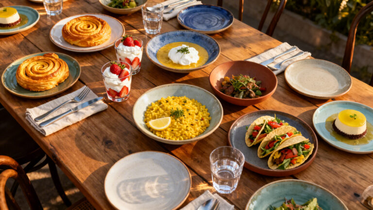 Table conviviale avec 15 recettes originales variées