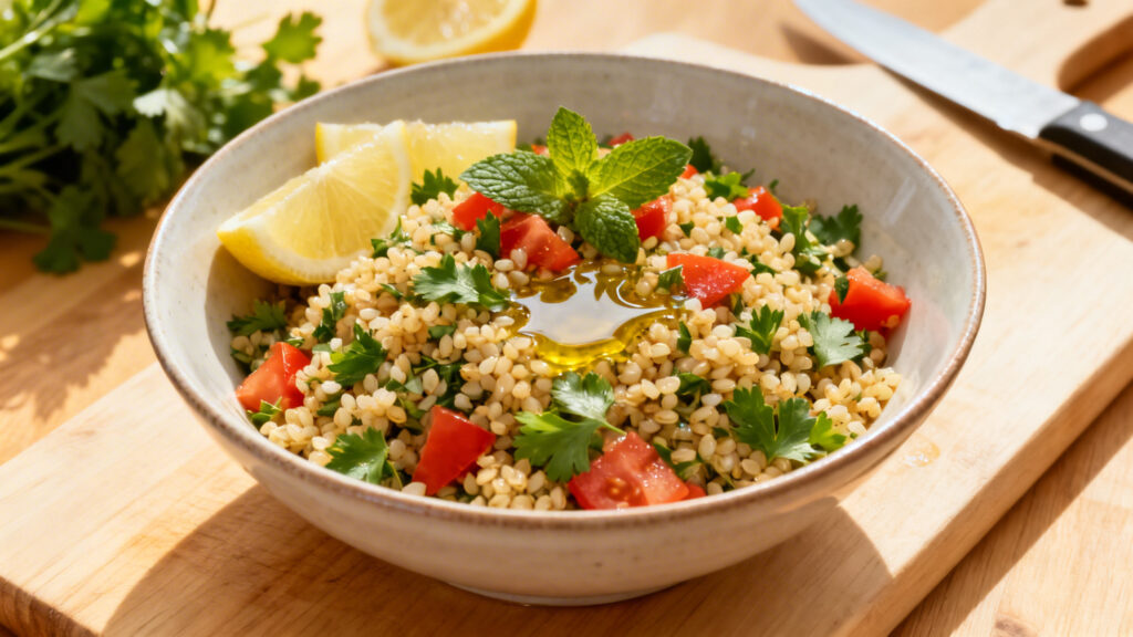 Taboulé au boulgour aux grains détachés, citron et herbes fraîches