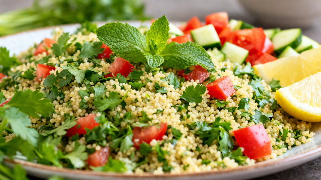 Taboulé maison menthe-citron pour brochettes