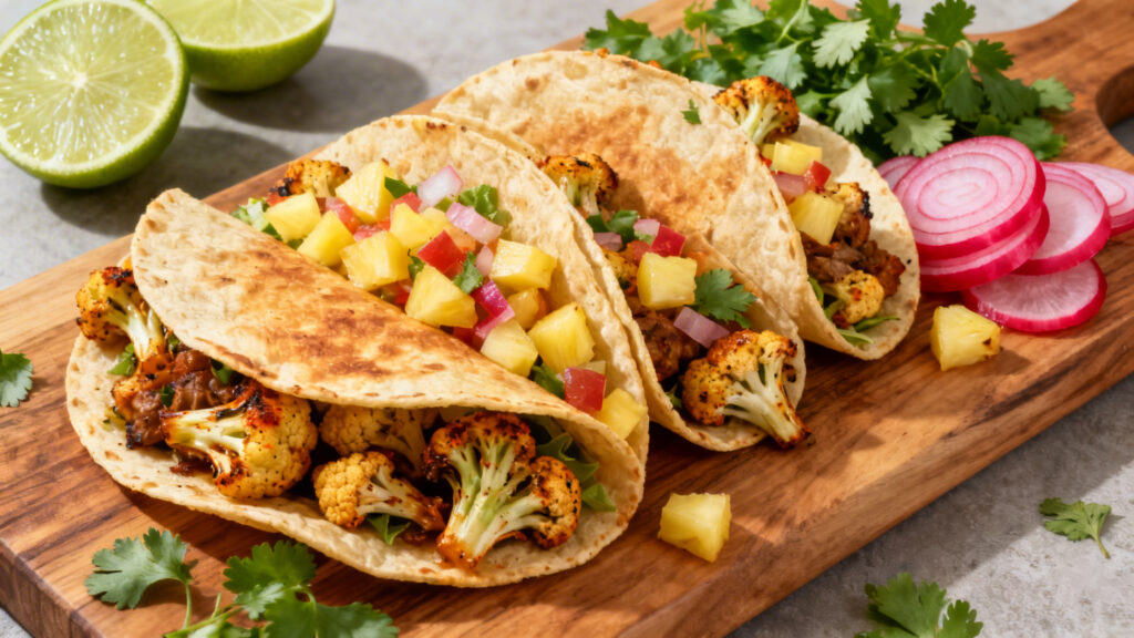 Tacos maison chou-fleur rôti salsa ananas